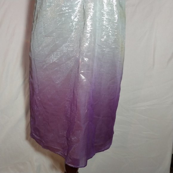 Voom by Joy Han Vintage Y2K Shimmery One Shoulder Barbie Prom Dress sz Large - Picture 4 of 5